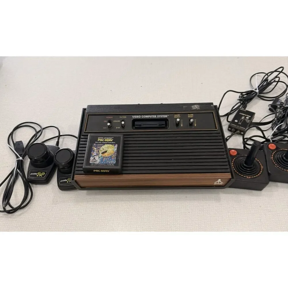 Atari 2600 Black Video Game Console Bundle with Pac-Man Game